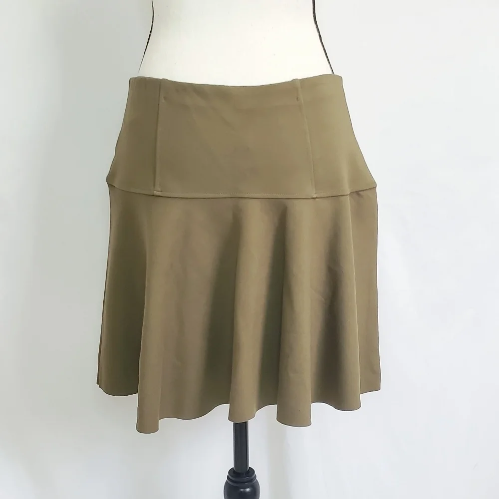NWOT Free People Army Green Pleated High Waist Mini Skirt